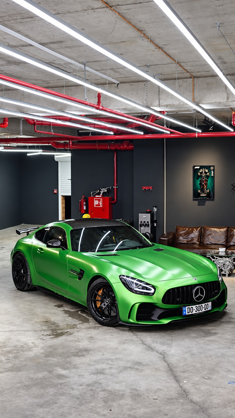 მწვანე Mercedes GT Line-ის სტუდიაში